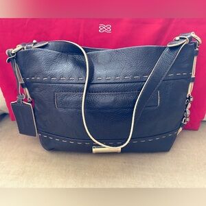 Lancel Brown Leather Rectangular Shoulder Bag, Gold Hardware, Magnetic Closure”